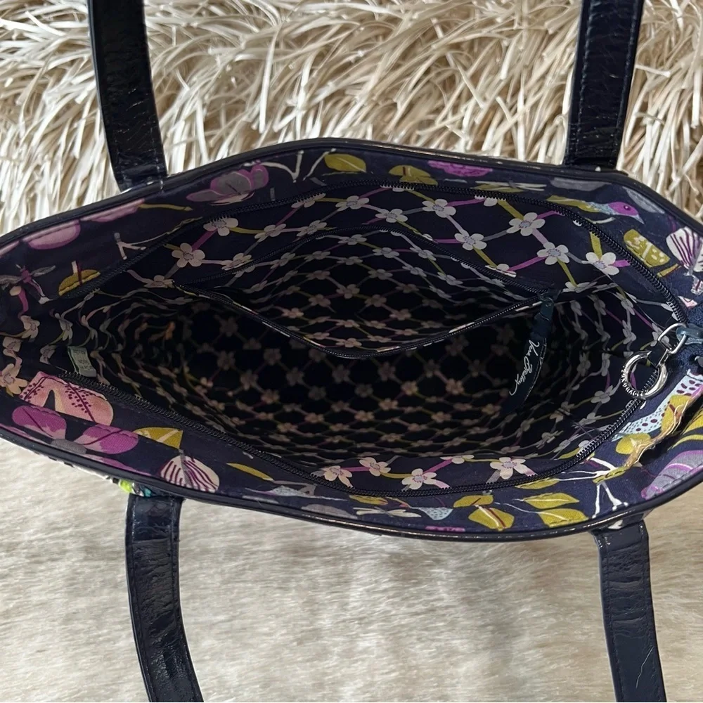 New VERA BRADLEY Floral Nightingale 2011 Tall Tote Rhythm Blues Plum Petal Y2K
